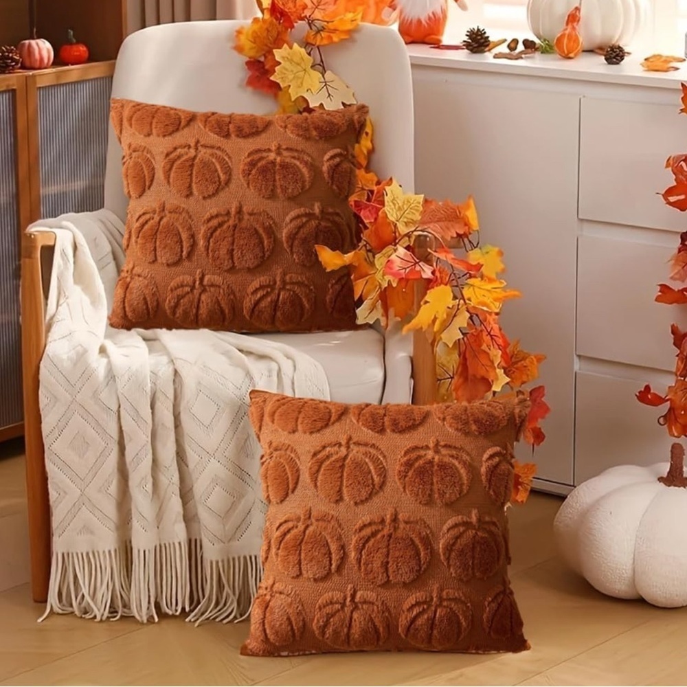 Fall Decor Pillow Covers 16x16 Set of 2 Fall Decorations Autum - Picture 2 of 5